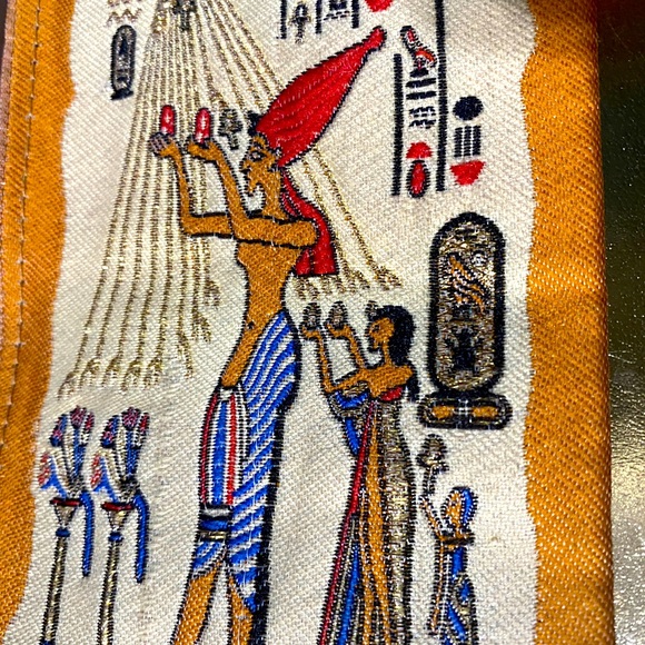 EGYPTIAN COIN PURSE PHARAOH THEMED CARD ORGANIZER 4”x6” ZIPPER TOP - Picture 8 of 14